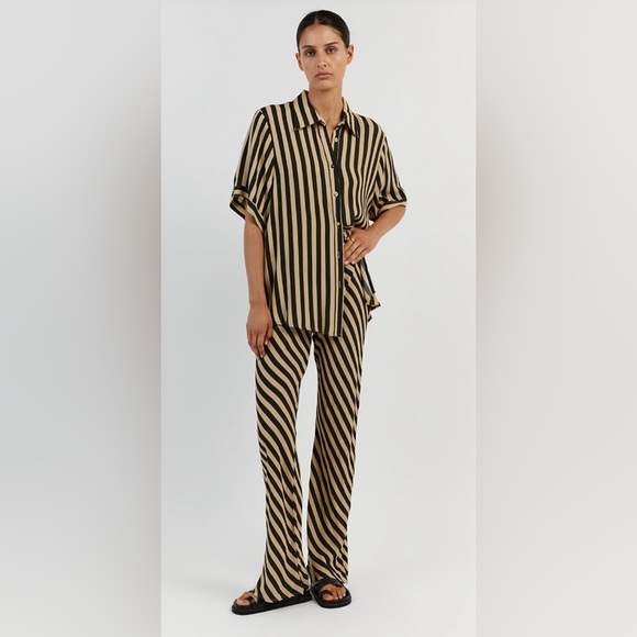 Dissh CLEMENCE WHEAT STRIPE BIAS CUT PANT DISSH Boutiques size 4 - Picture 4 of 7